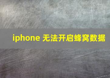 iphone 无法开启蜂窝数据